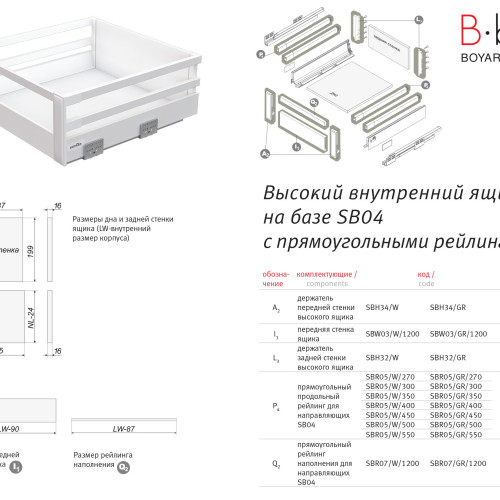 Прямоугольный рейлинг наполнения SBR07/W/1200 Прямоугольный рейлинг наполнения SBR07/W/1200