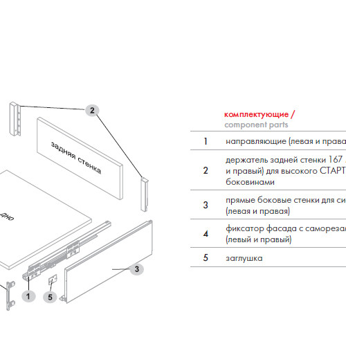 Прямые боковые стенки СТАРТ высокие SBDW13/W/500