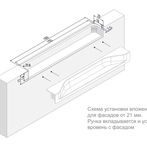 Мебельная ручка ADAM RT021W.1/000/160 Мебельная ручка ADAM RT021W.1/000/160